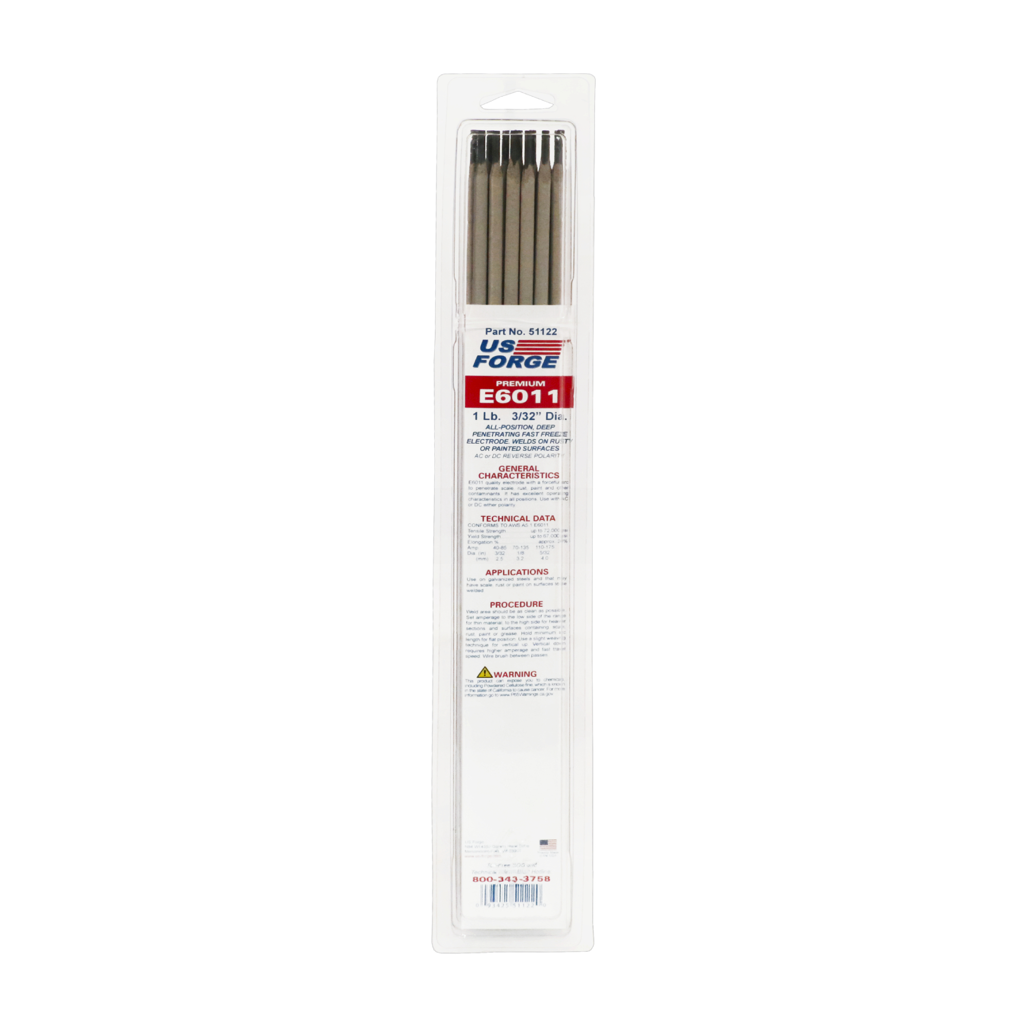 US Forge® 3/32" E6011 Welding Electrode - 1 lbs, Model# 51122